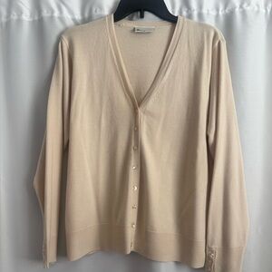 Cream V-Neck Button-Up Women's Sweater